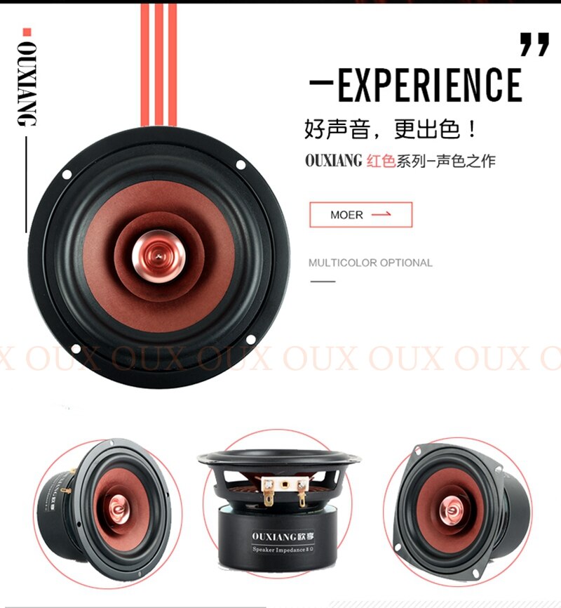 2pcs/lot OUX Hi-Fi 4 inch Full Range Speaker monitor Bullet woofer tweeter with with Aluminum 2 Layer kapton Cone