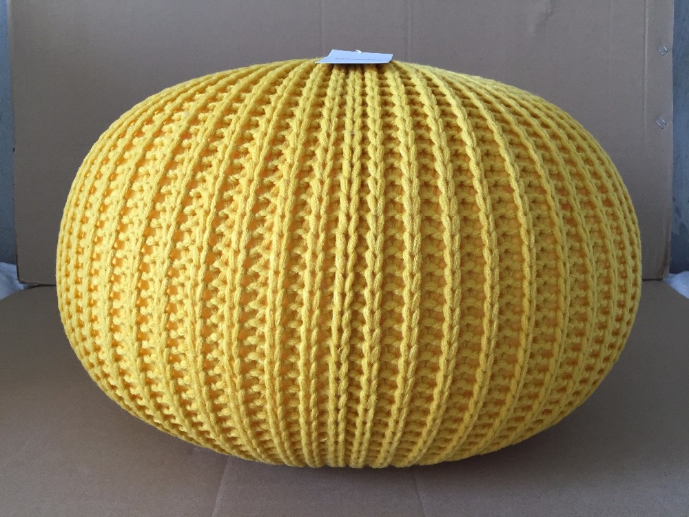 Coussin rond en laine tricoté à la main, POUF de sol, POUF