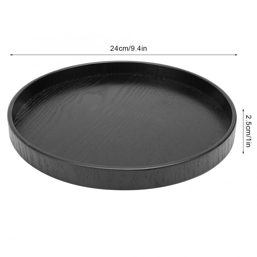 24cm sorte runde naturlige træ serveringsbakke træplade te mad server retter retter vand drikke fad mad container bakke: Default Title