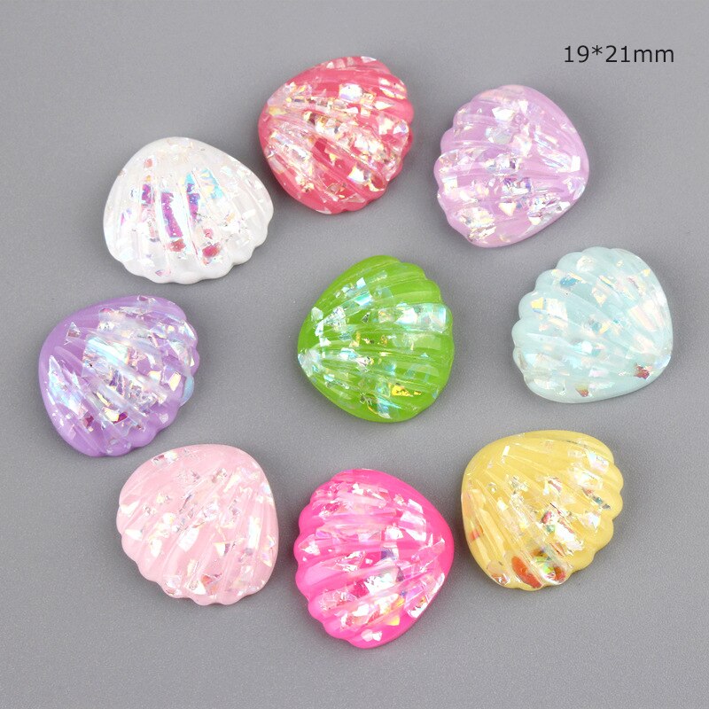 20 stk glitter ocean perle shell harpiks miniaturer diy håndværk kunst boligindretning tilbehør telefon shell patch kunstmaterialer: Skaller 03