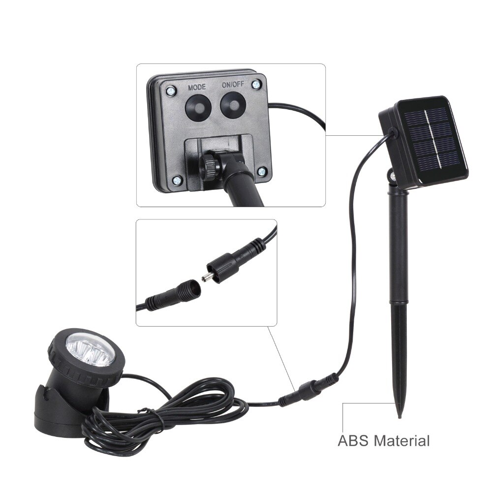 TSUN Solar Strahler 6 LED IP68 Unterwasser Projek... Vicedeal