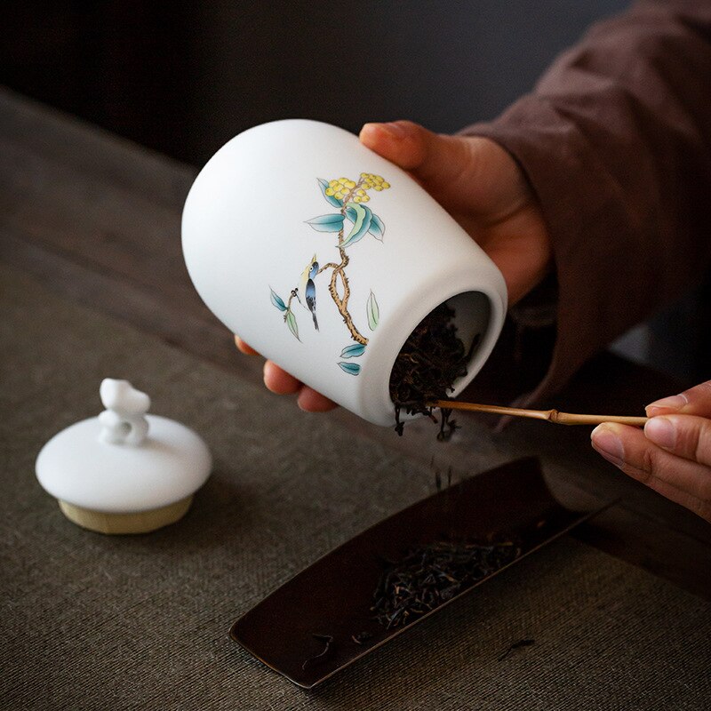 Mouton graisse Jade porcelaine thé conteneurs thé vert Pu'er thé emballage en céramique scellé stockage thé Caddy thé pots poterie pot