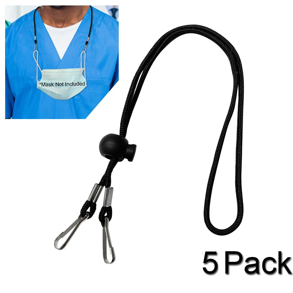 1/2/5 stk cordón de mascarilla justerbar unisex sort ansigtsmaske lanyard praktisk & praktisk sikkerhedsmaske hvile & øreholder reb: 5 stk