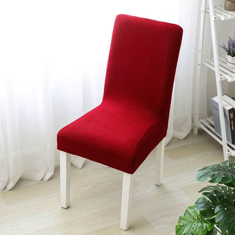 Einfarbig Stuhl Abdeckung Gestrickte stoff Stretch Elastische Hussen Stuhl Abdeckungen Für Esszimmer Küche Hochzeit Bankett Hotel: red