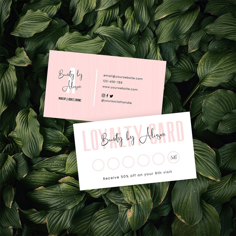 Carddsgn Printable Loyalty Card DIY Reward Cards Minimalist Loyalty Cards Salon Rewards Card Feminine Stamp Cards