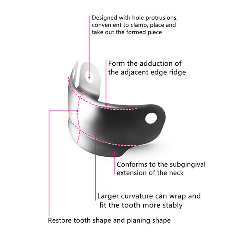 Bandes de matrice dentaire, Matrices métalliques sectionnelles dentaires pour remplacement des dents, matériel d'outils de dentisterie
