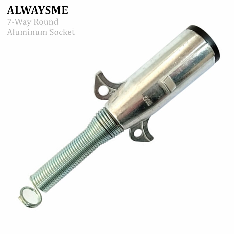 Alwaysme 7 -veis tilhenger ledningsnett aluminiumslegering stikkontakt med strekkstål fjær for rv båt ...