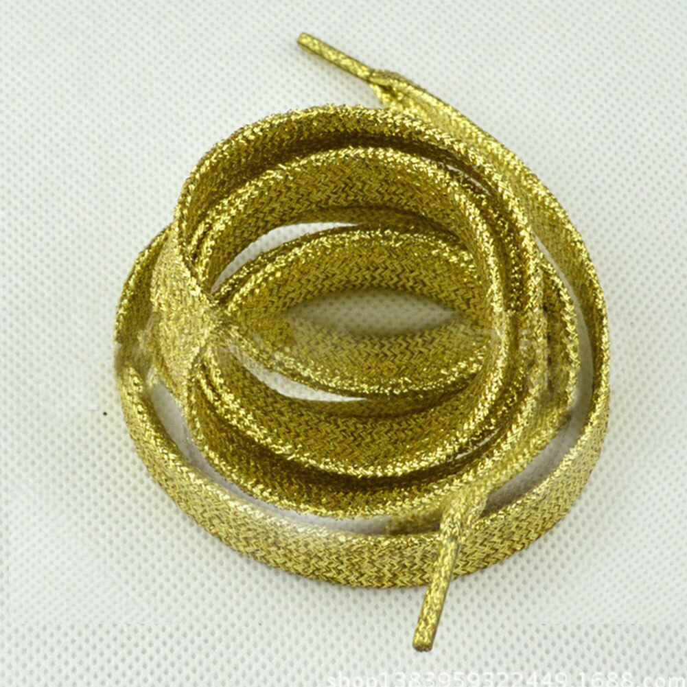Cordones de hilo dorado y plateado brillante para zapatillas deportivas, cordones planos para correr, cordones de zapato colorido para hombre y mujer, 1 par: light gold