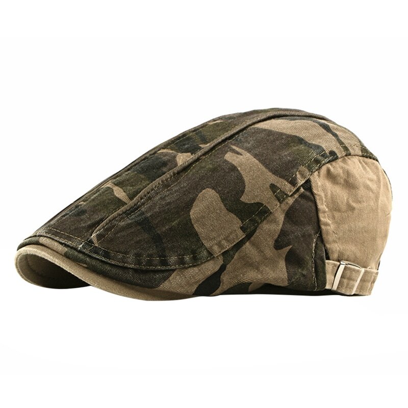 Mannen \ 'S Katoenen Hoed Camouflage Flat Top Hat Vrouwelijke Lente En Zomer Camouflage Baret Wassen Cap