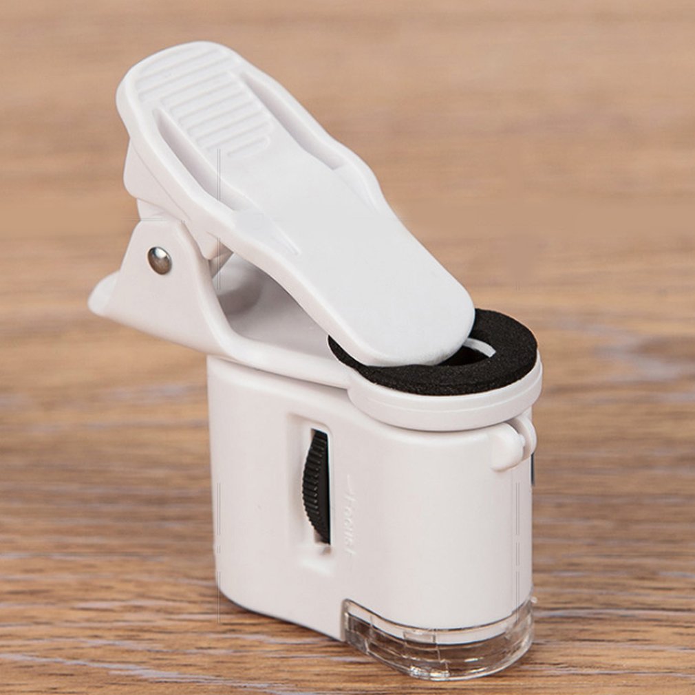60X Mini Microscope Phone Camera Portable Clip with LED Jewelry Antiques Identification Magnifier Magnifying Glass Loupe