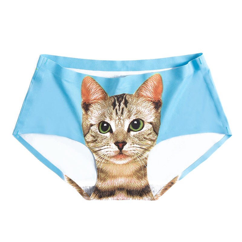 Sexy 3D Cat Panties Lace Underwear Women Cute Seamless Briefs Female Mid-rise Cotton Underpants Transparent Lingerie Intimates