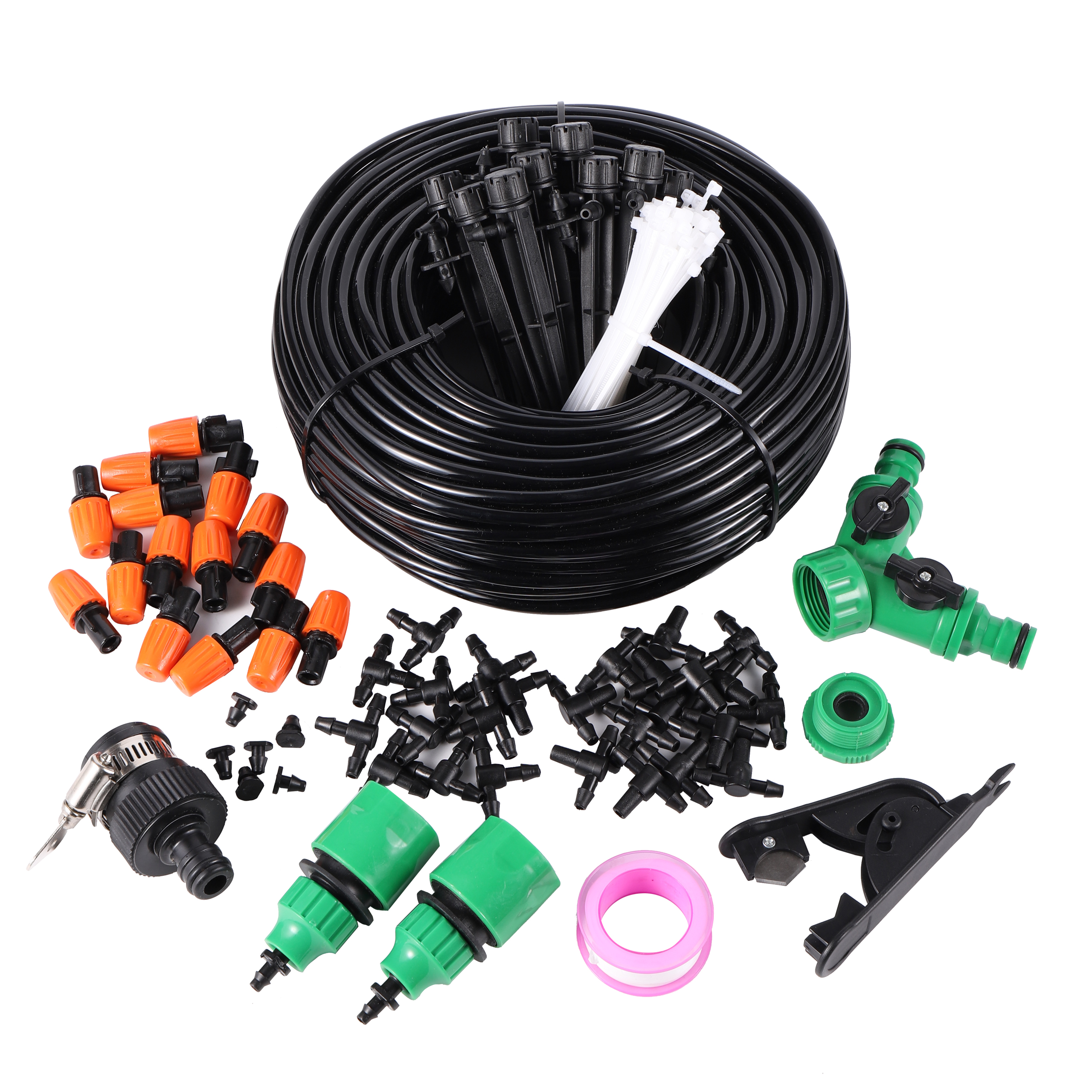 Garden Irrigation Misting System Sprayer Kit Cooling Dust Removal Atomized Landscaping Nozzle Kit 5/10/15/20/25m 4/7mm Hose