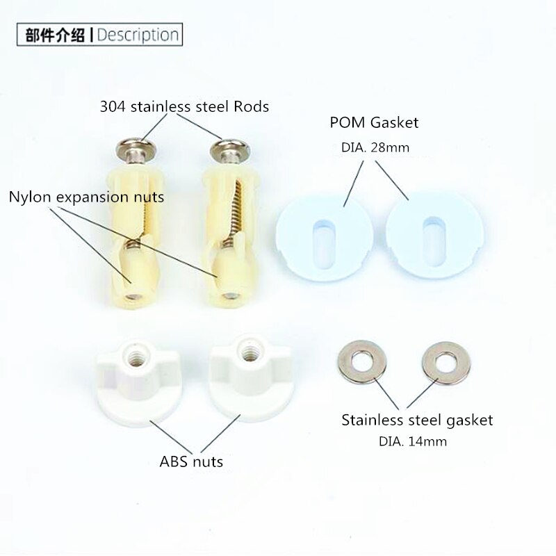Toilet lid fixing screw Fitting Accessory, lavatory lid closestool cover fixing set expansion screw and bolt nut set one set