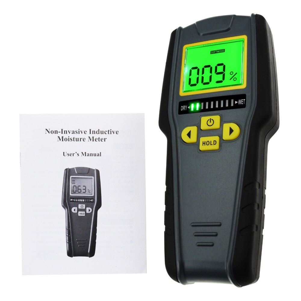 Digital Pinless Non-invasive Inductive Moisture Meter Hard Soft Wood Drywall Masonry Scanner Wet Dry Tester Traders Craftsmen