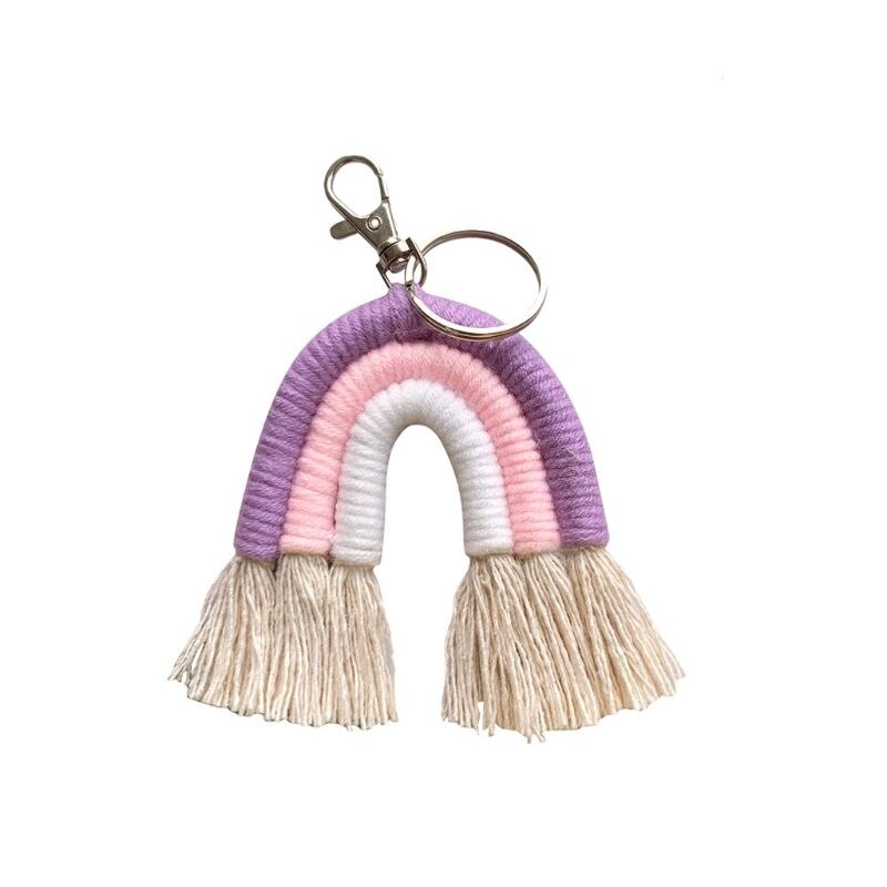 Weben Regenbogen Schlüsselanhänger Boho schlüssel Halfter Schlüsselring Macrame Tasche Charme Auto Hängen 19QB