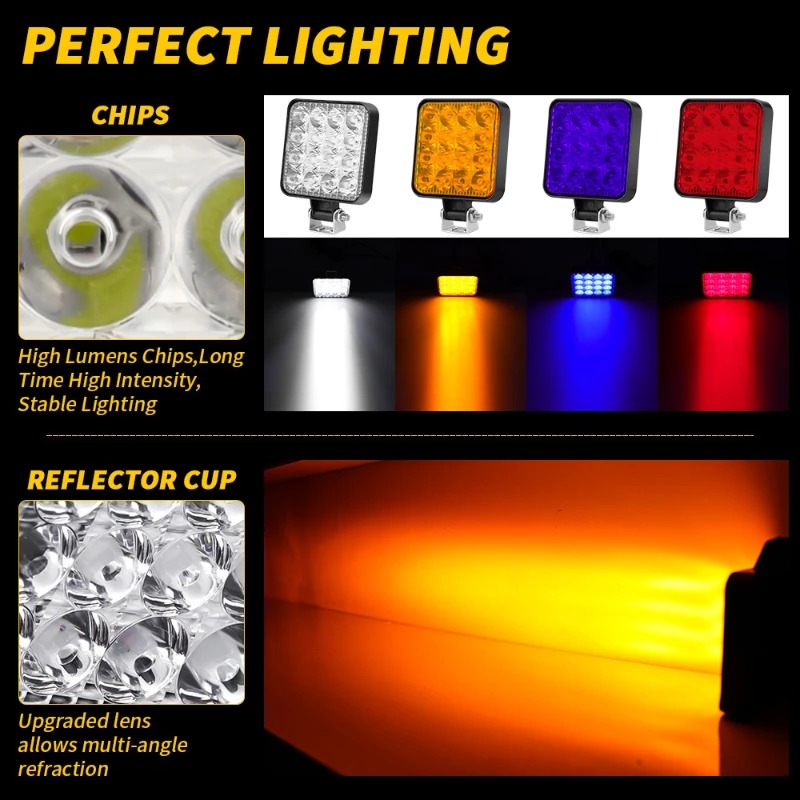 48W 16 Led 12V LED-lichtbalk Werklamp voor auto Tractor Boot Vrachtwagen 4X4 4WD SUV ATV Off-road auto SUV ATV Barra LED-koplampen