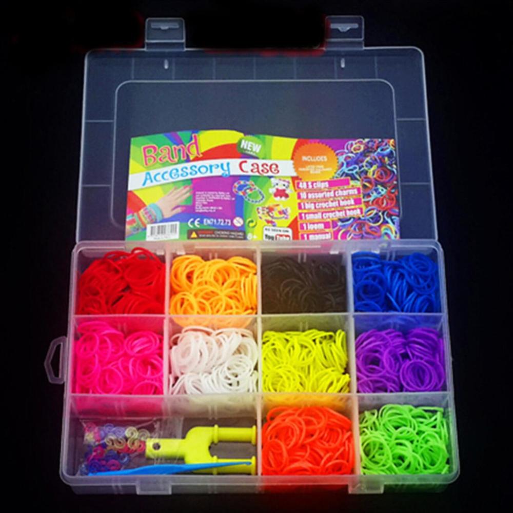 Rubber Rainboow Loom Bands Meisje voor Kinderen Elastische Band voor Weven Vetersluiting Armbanden Speelgoed voor DIY Christmas: 12 color 1500 pcs