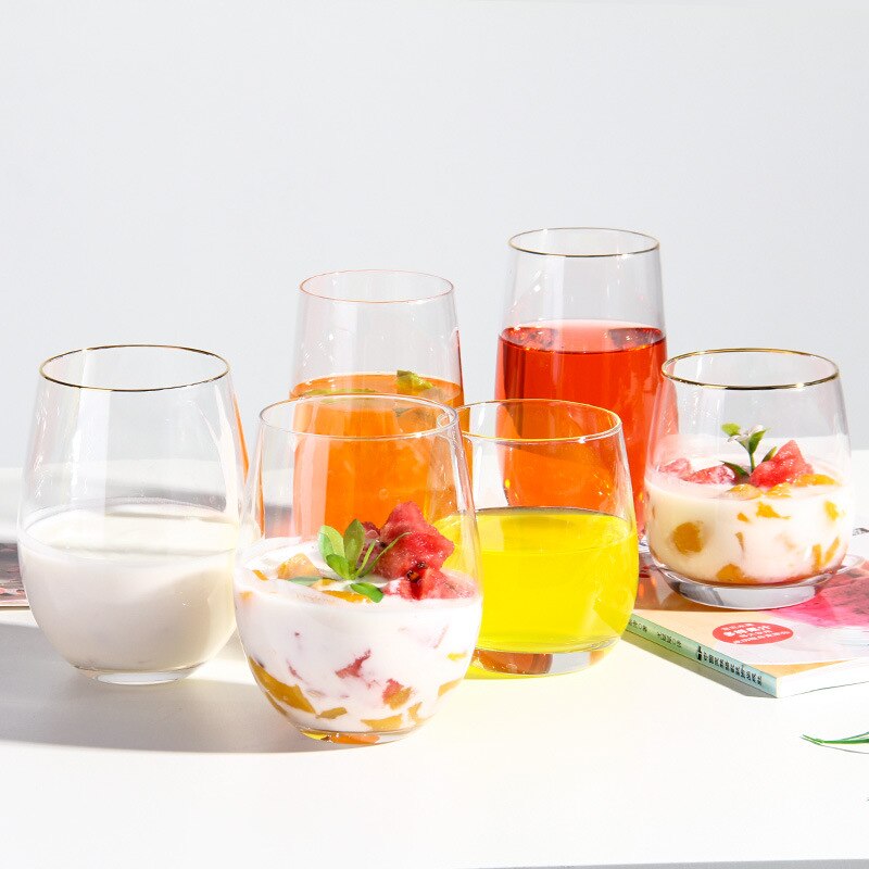 Glass glass tracing gold glass egg glass transparent lead-free glass home water cup one piece of hair.