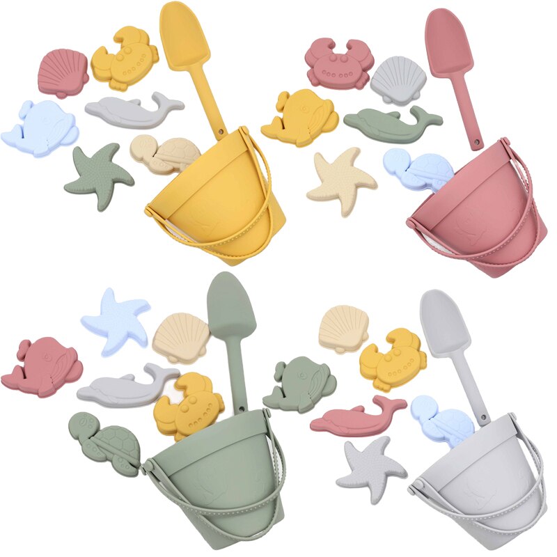 Jouets de plage en Silicone pour enfants, ensemble d&#39;outils de moulage de sable, jeu d&#39;eau d&#39;été pour bébé, jeu amusant, moule Animal mignon, jouet de bain de natation pour enfants