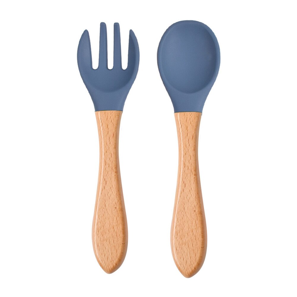 Baby Lepel Siliconen Houten Babyvoeding Lepel Accessoires Kinderen Verjaardagscadeautjes Veiligheid Kinderen Leren Eten Tool: Style J