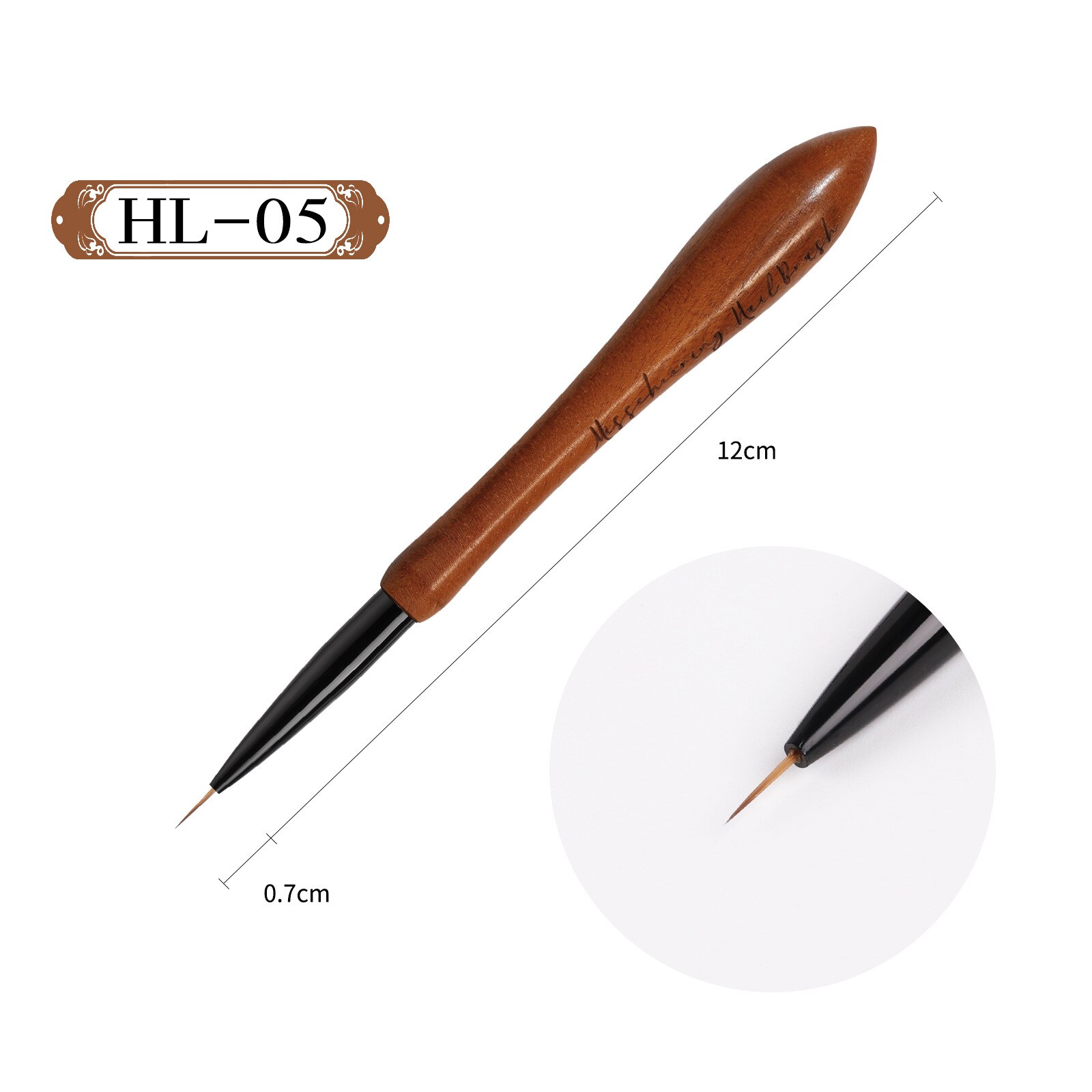 1Pcs Japan Kalebas Walnoot Hout Nail Art Brush Dot Tekening Schilderen Carving Geleidelijke Verven Franse Uv Builder Gel Polish liner Pen: HL05