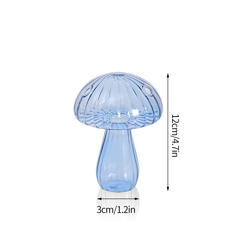 Svampevase glasblomsterflaske æstetisk skrivebordsdekoration vase til blomster svampeplante i potte årsindretning boligborddekoration: Marine blå