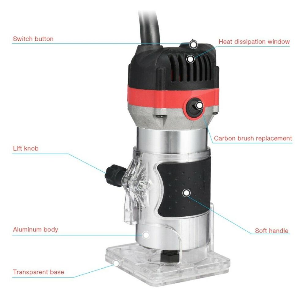 800W 30000Rpm Houtbewerking Elektrische Trimmer Hout Frezen Graveren Steken Trimmen Machine Hand Carving Machine Hout Router