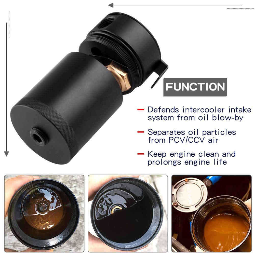 Universal Compact Baffled 2-Port Aluminum Oil Catch Can Reservoir Tank Reservoir Turbo Oil Catch Can