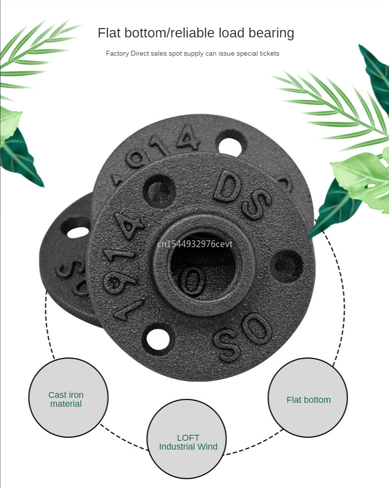 Flange Piece Hardware Tool 5pcs Iron Pipe Fittings Wall Mount Floor Antique DN15 Cast Iron Flanges Gietijzeren Buisleidingen