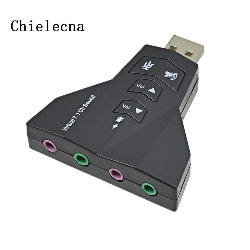Chielecnal PC Laptop WinXP/78 Linux MacOS External USB Audio Sound Card Adapter Virtual 7.1 Channel 3D Audio Headset 3.5mm