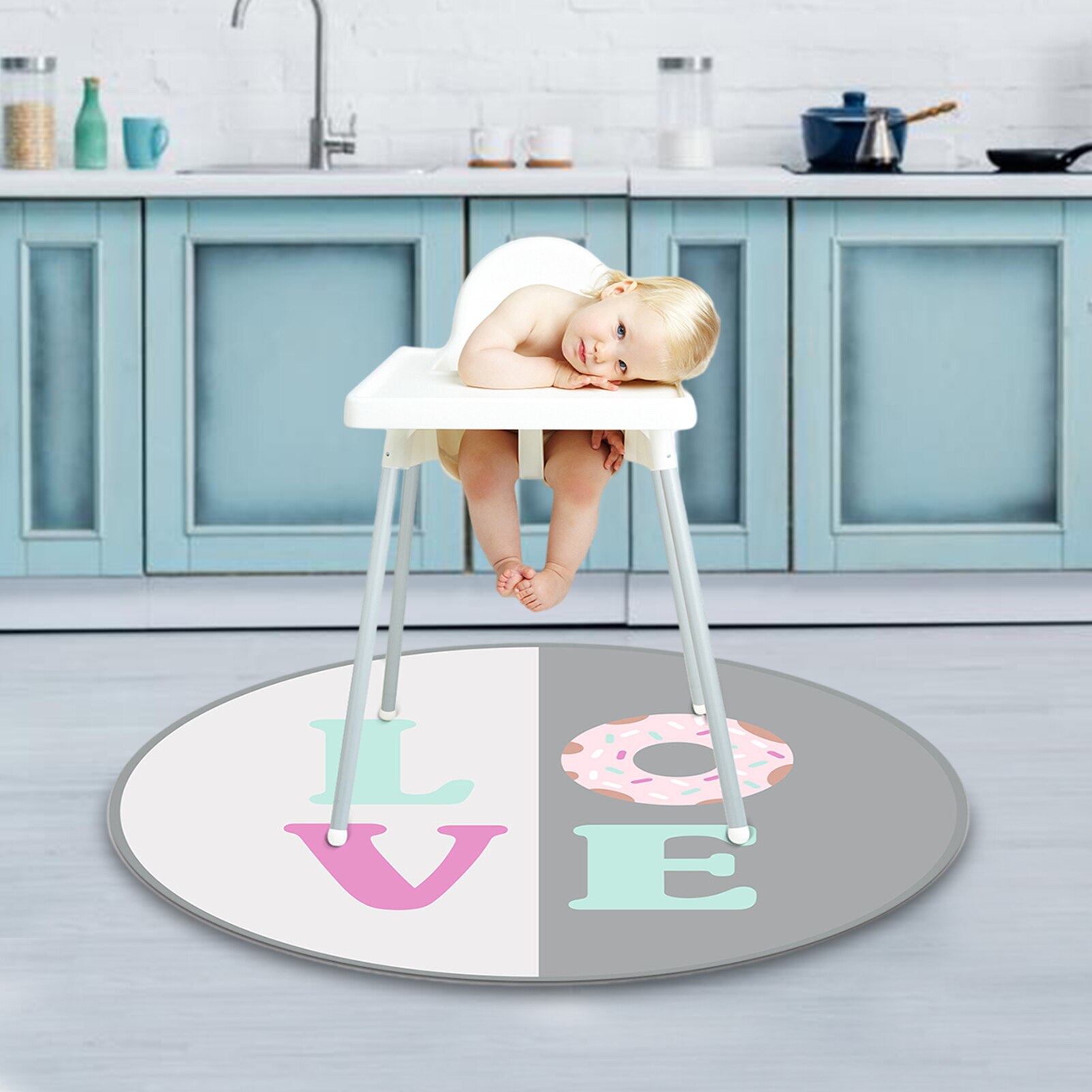 Hochstuhl Boden Schutz Matte Anti-Unterhose Silikon Stelle matt Baby Eatting matt freundlicher Runde Boden Krabbeln Spielen matt