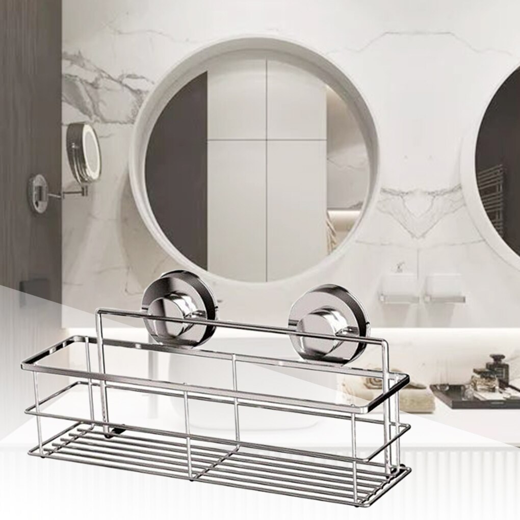 Soporte de almacenamiento de acero inoxidable, soporte de montaje en pared para baño profundo, ventosa, champú, Gel de ducha, accesorios de baño