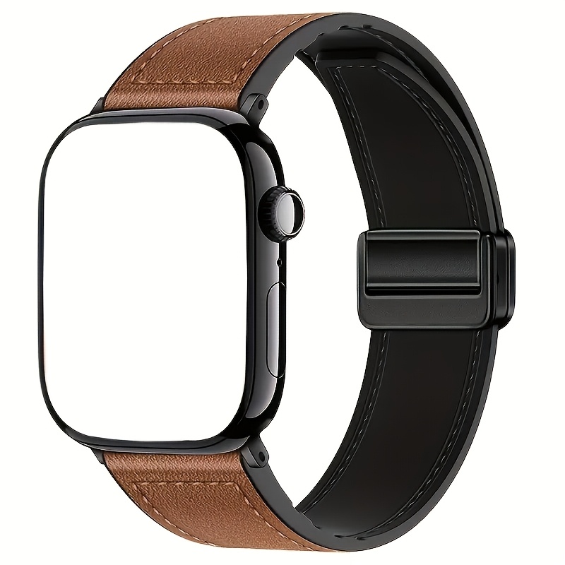 Leer + siliconen band voor Apple Watch Band Ultra 49 mm 44 mm 45 mm 41 mm 46 mm 40 mm 42 mm Magnetische armband iwatch Series 10 9 8 7