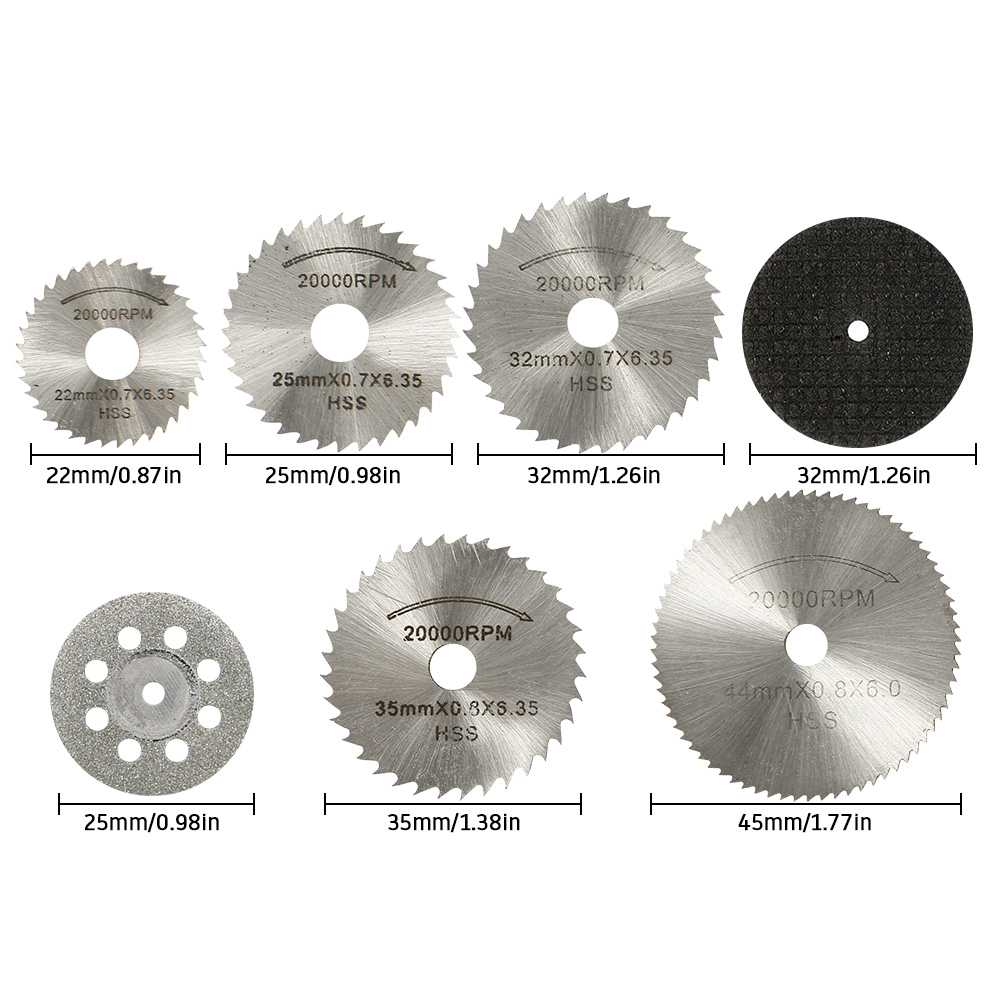 6-32Pcs Mini Circular Saw Blade Set Sanding Grinding Wheel Cutting Disc for Dremel Accessories Metal Cutting Rotary Tools
