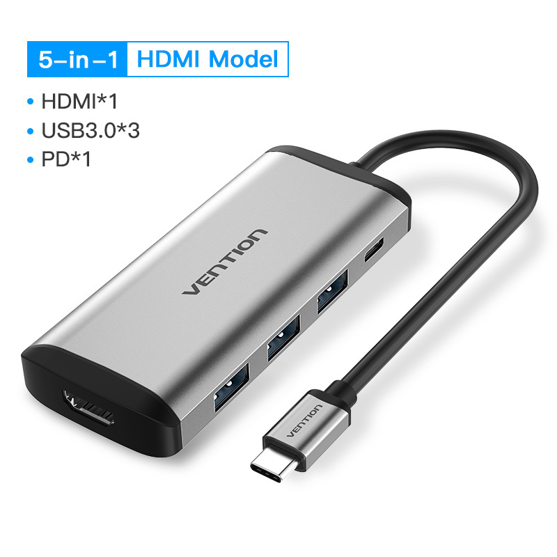 Vention USB C HUB Type C to Multi USB 3.0 HUB HDMI Adapter Dock for MacBook Pro Air USB HUB Type C 3.1 Splitter Port Type-c HUB: 5 in 1 HDMI Model