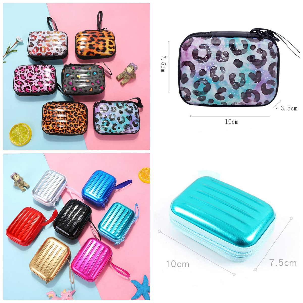 1PC Luggage Model Square Tin Iron Box / Mini Pouch / Key Purse / Pencil Case/steel Box/coin Storage Bag/headset Bag