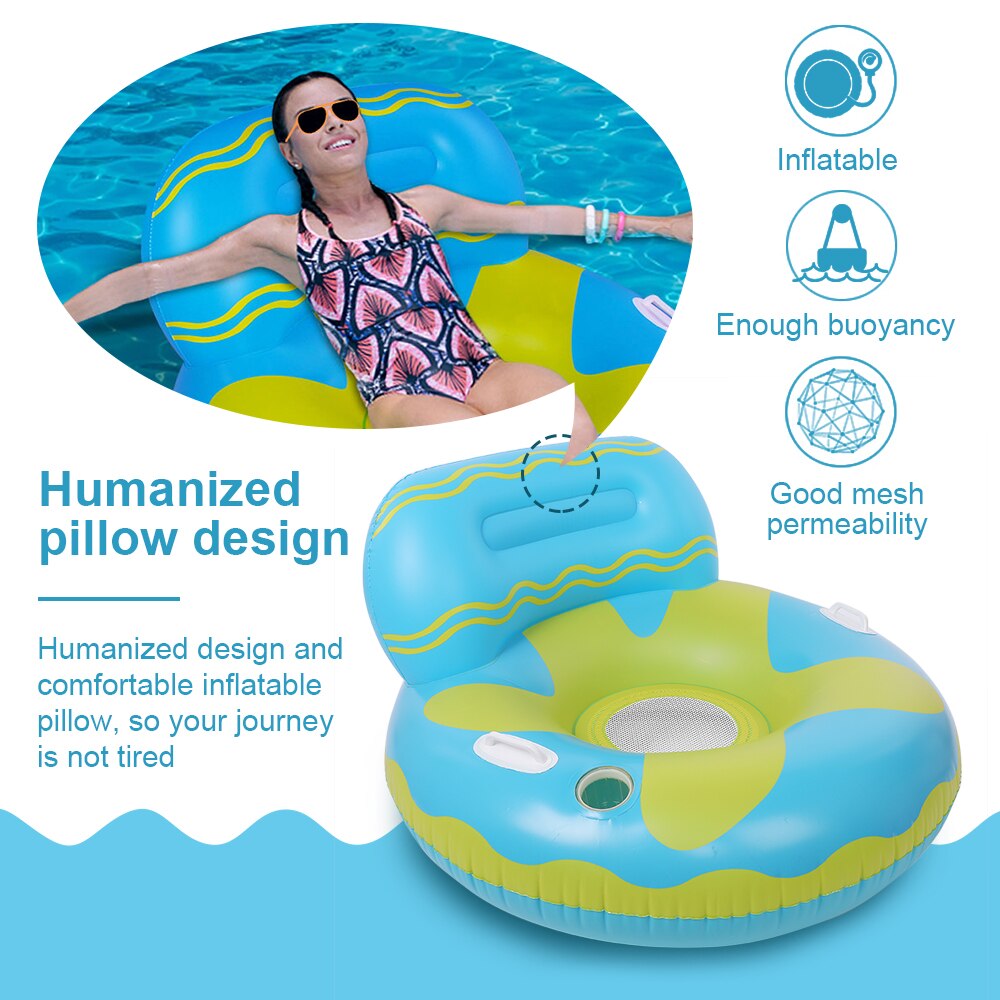 Colchón flotante inflable de MM para natación, cama de salón flotante de agua, silla para piscina ecológica de PVC con anillo