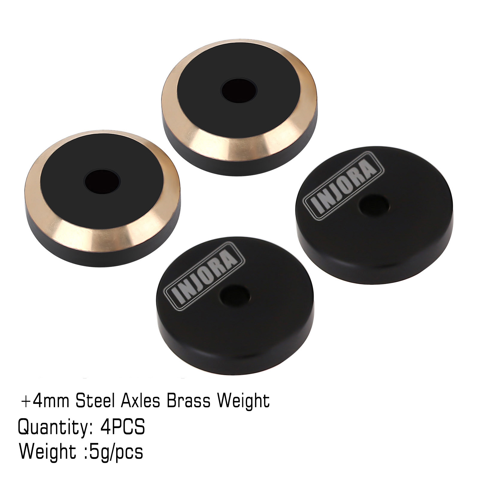 Injora Zware Zwarte Coating Messing Tegengewicht Fusees Wiel Hex Voor 1/24 Rc Crawler Auto Axiale SCX24 Upgrade Onderdelen: Axles Brass Weight