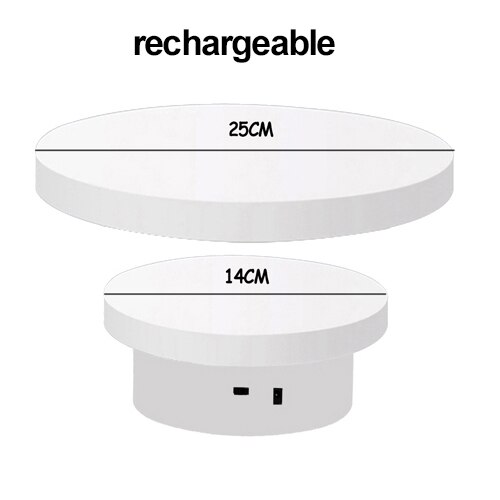25CM Photography Electric Rechargeable Rotating Turntable Display Stands for Jewelry Product Display Chargeble 3D Scan Pan: rechargeable