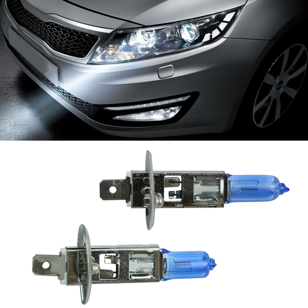 Lampes halogènes au gaz xénon H1, 2 ampoules blanches 55W 12V, 6000K