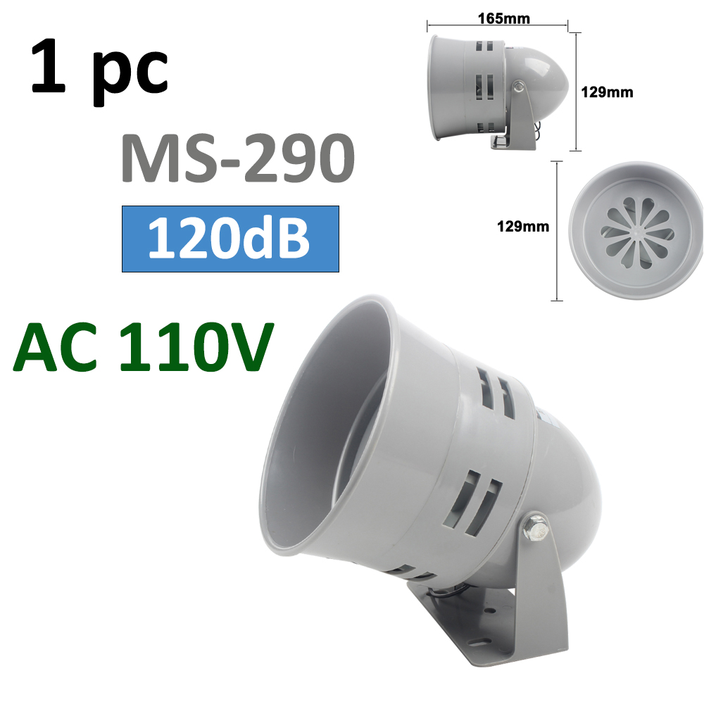 MS-190/290/390 DC 12V 24V 220V 110V rouge Mini sirène de moteur en métal alarme industrielle son garde électrique contre le vol 130dB: Bleu