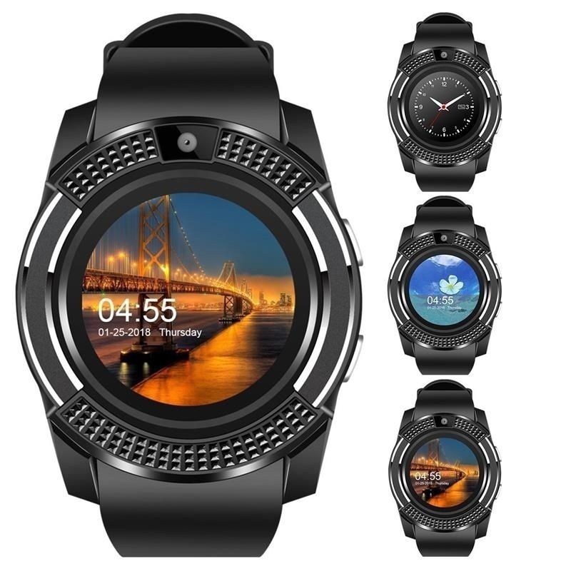 V8 SmartWatch Bluetooth Smartwatch Touch Screen Polshorloge met Camera/SIM Card Slot, waterdicht Smart Horloge DZ09 X6 VS M2 A1: Black