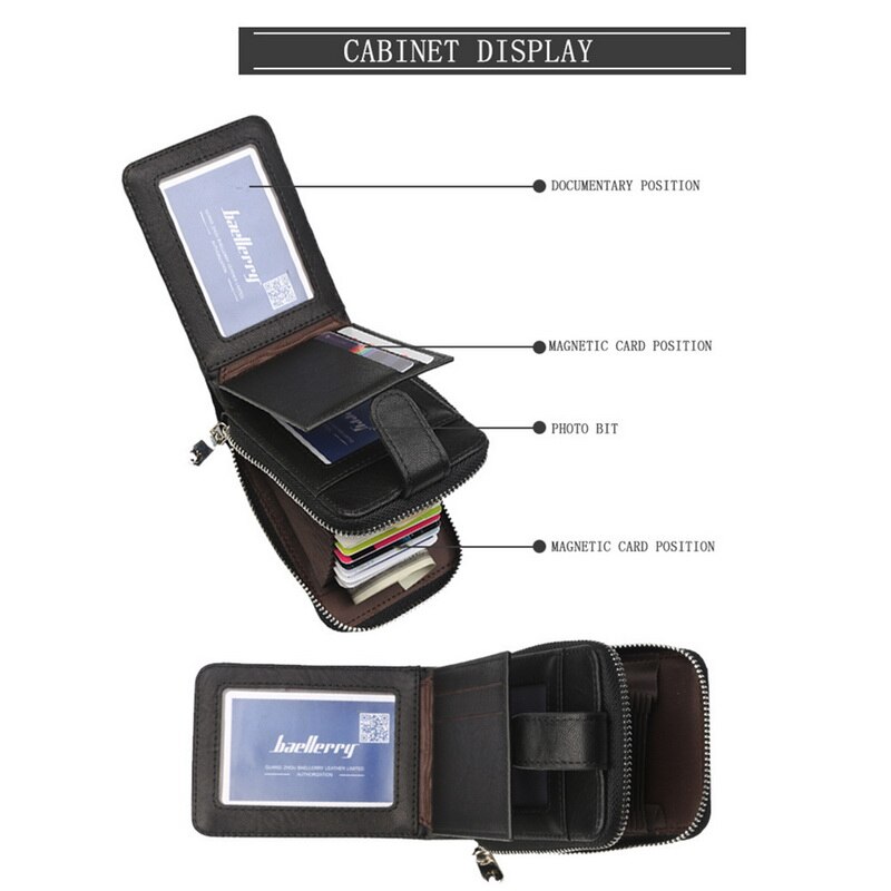 Baellery bifold carteira de couro masculino fino hipster couro cartão de crédito/id suportes insere moedas bolsas de luxo carteira de negócios