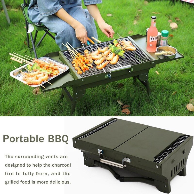 Draagbare Houtskool Bbq Grill Mini Inklapbare Draagbare Grill Camping Outdoor Kookgerei Party Koken Gereedschap Draagbare Grill