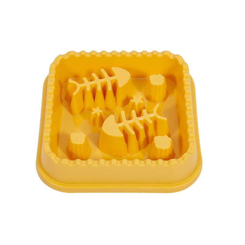 Pet Slow Food Bowl Anti-choking Feeder PP Plastic Dish Bowl Home Dog Eating Plate Anti-gulping Feeding Supplies: Yellow