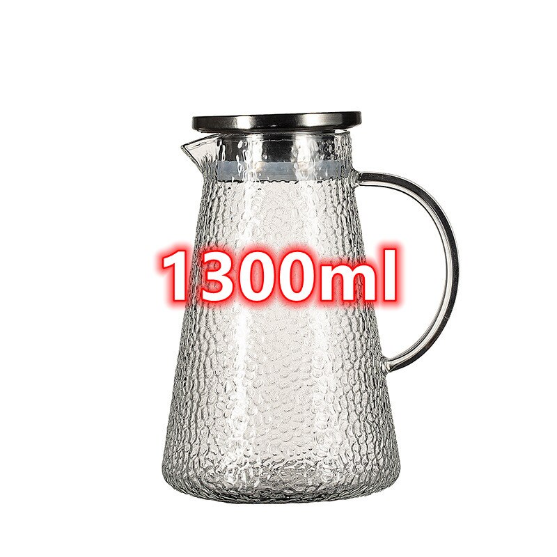 Teekanne, hohe borosilikatglas, wasserkocher, wasserkocher, saft krug, gehämmert glas krug, 1300ml/1800ml, glas tasse, kochendes glas krug: 1300ml Wasser Flasche