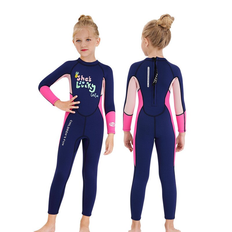 Ragazze Costumi Da Bagno Per Bambini Muta Vestito di Nuoto 2.5 millimetri Vestito di Immersione Subacquea A Prova di UV Ragazze Ispessite Lungo Manicotto di Un Pezzo del Costume Da Bagno di Surf