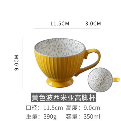 Keramische Handgeschilderde Koffiekopje Creatieve Vintage Cup Cafe Bar Levert Reliëf Persoonlijkheid Ontbijt Cup: 1