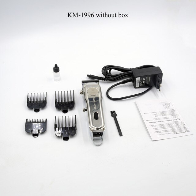 Kemei All-metal Hair Clipper Electric Cordless Hair Trimmer for Men Hair Cutter Hair Cutting Machine Barber KM-1996: 1996 without box / US Plug
