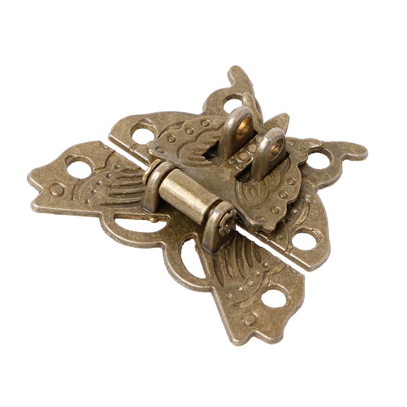 Cerradura antigua aldaba de bronce mariposa caja de madera Mini gabinete hebilla cerraduras 45x37mm